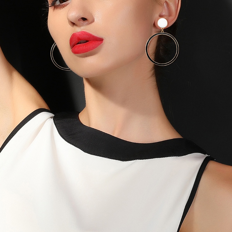 SIY  Women Earrings Luxury Jewelry Elegant Round Dangle Charms Circle Fashion Wedding