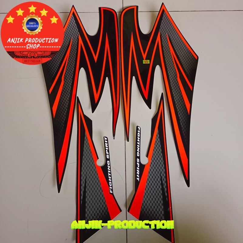 Jual Striping Sticker Yamaha rx king tahun 2003 hitam lis oren full set