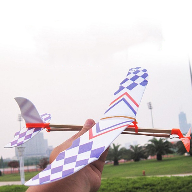 Mary Rubber Band Powered Glider Model Pesawat Terbang DIY Majelis Mainan Anak Hadiah