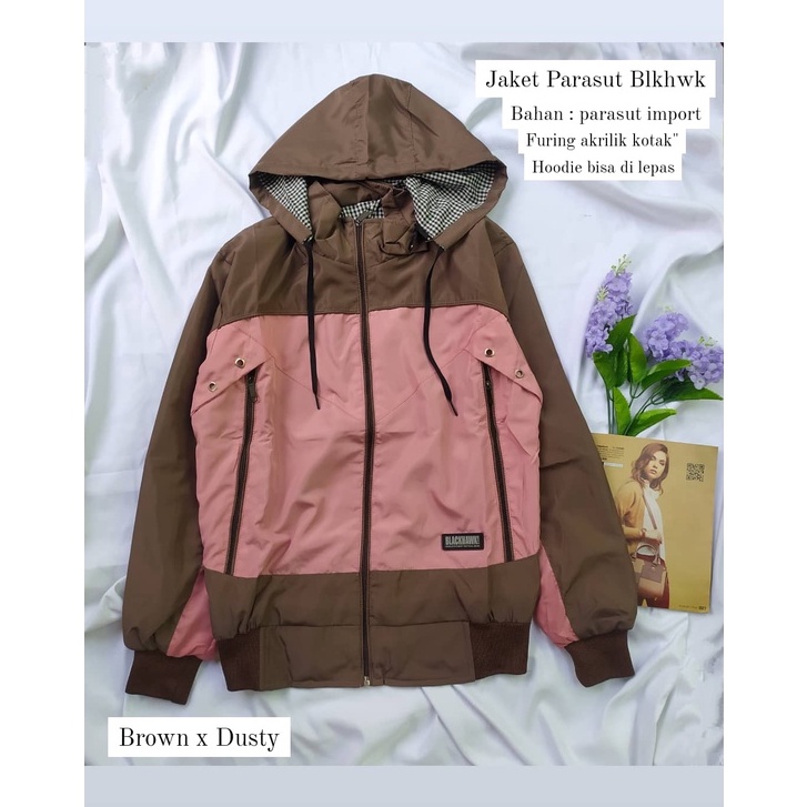 JAKET WANITA MODEL TERBARU PARASUT IMPORT / JAKET PARASUT BLACKHAWK WANITA KOMBINASI 2 WARNA