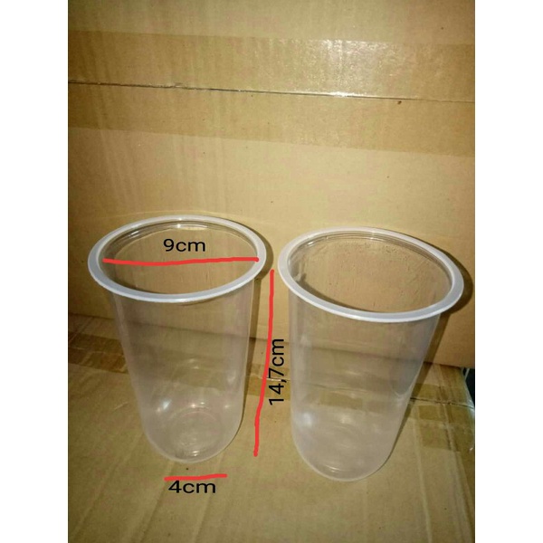 GELAS CUP PLASTIK OVAL 22oz / GELAS MINUMAN KEKINIAN / MERAK