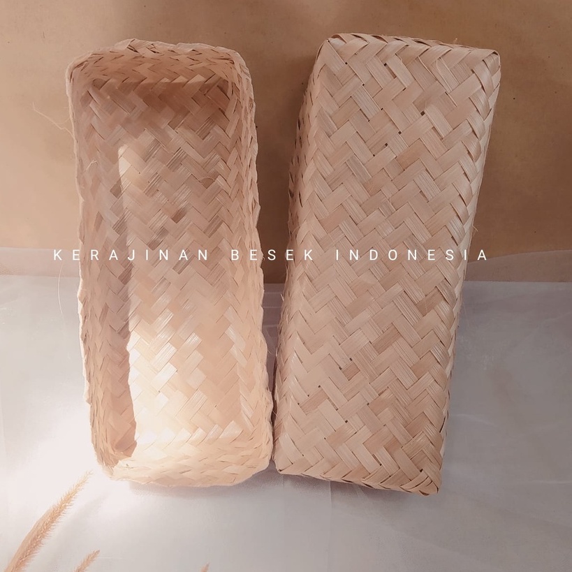 SEPASANG BESEK PERSEGI PANJANG NATURAL 20cm x 10cm// Besek bambu murah// Hampers murah // Besek nasi