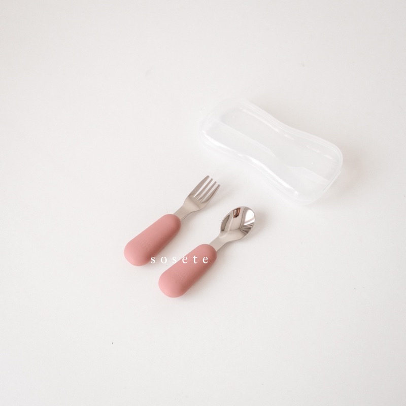 Little Sosete - Premium Cutlery Stainless Steel SET | 1 Set 2 PCS *peralatan makan bayi *bibs bayi *sendok garpu bayi *mangkok bayi *peralatan makan bayi *mpasi bayi-Muted