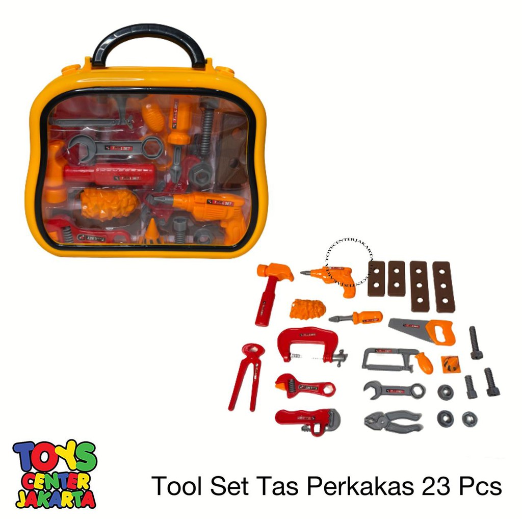 OZIHOUSE - MAINAN ANAK KEREN LENGKAP TAS PERKAKAS TOOL ISI 23 PCS MAINAN ALAT TUKANG BANGUNAN