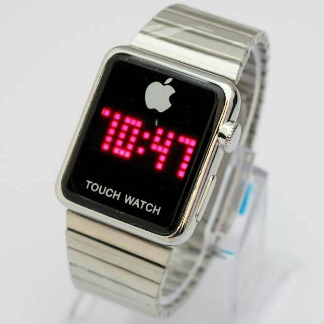 Diskon Jam Tangan Pria Cowok Iphone Watch LED Rantai Silver Terlaris