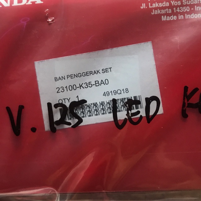 V Belt Vanbelt Fanbelt Ban penggerak SET Honda Vario 125 LED vario 150 LED new 2018 23100 K35 BA0 dg