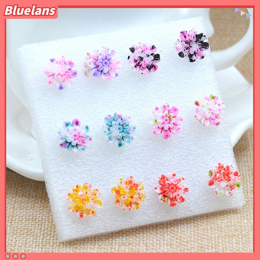 6 Pasang / Set Anting Tusuk Mini Portable Aneka Warna Bahan Resin Untuk Wanita