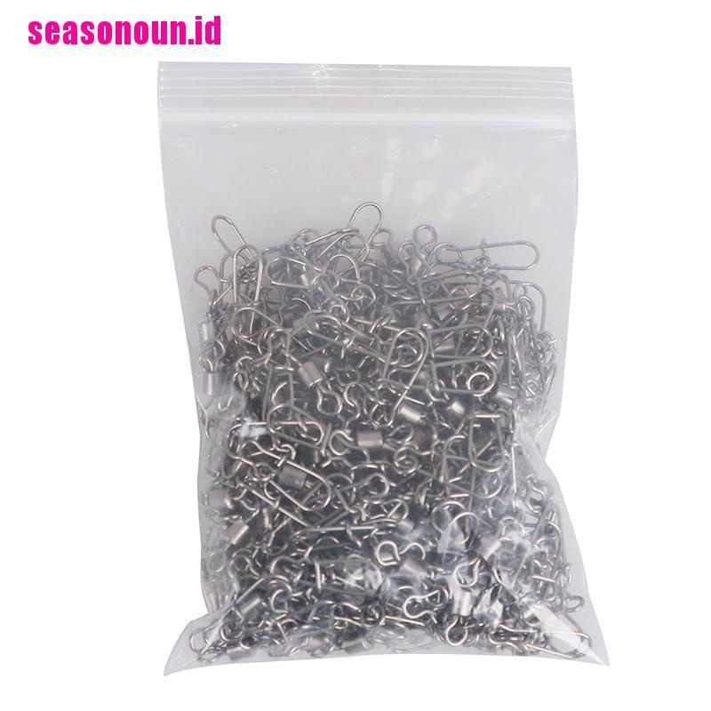 (seasonoun) 200pcs Kili-Kili Pancing rolling swivel Bahan stainless Steel