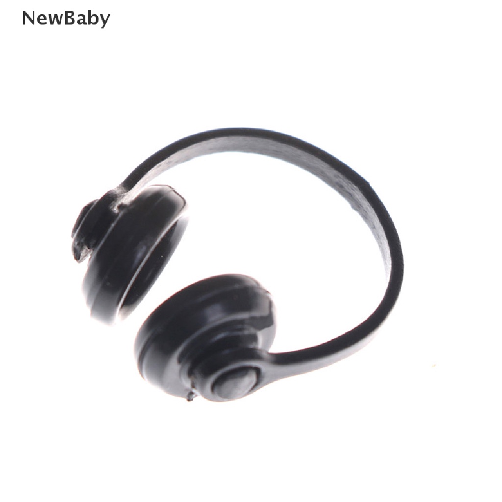 Miniatur Headphone / Earphone Warna Hitam Untuk Aksesoris Rumah Boneka Skala 1 / 12