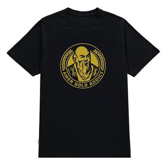 Kaos Baju Combed 30S Distro emas Amer Gold Addict orang tua indonesia