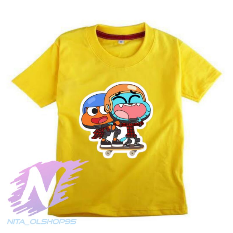 baju kaos anak gumball dan Darwin series tv