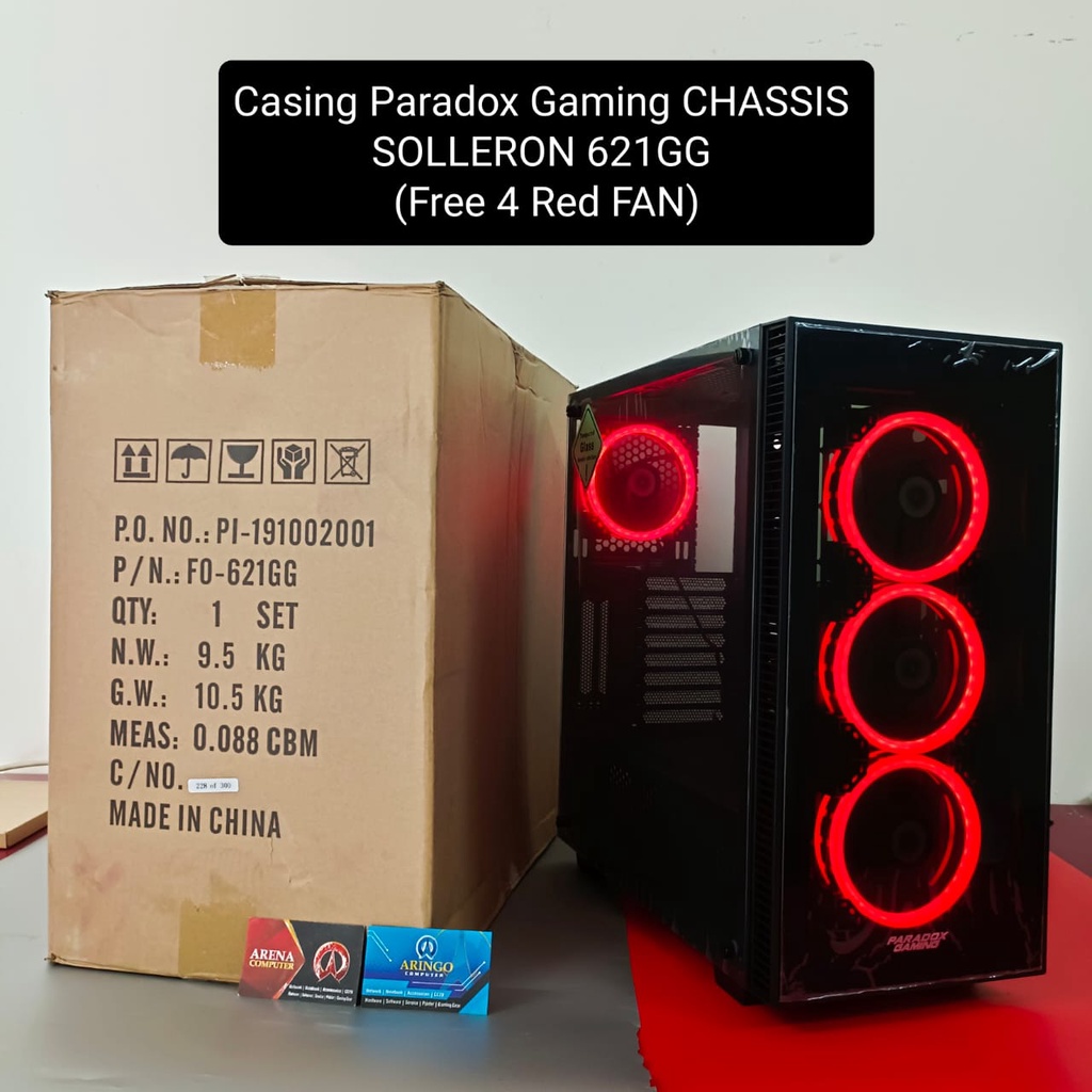 Casing Paradox Gaming CHASSIS SOLLERON 621GG (Free 4 Red FAN)