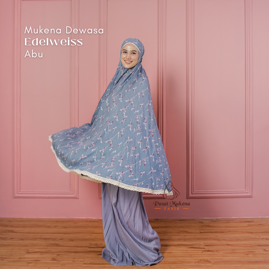 Pusat Beli Mukena Tasik - Mukena Dewasa 2in1 Katun Rayon Bali Travelling Edelweiss