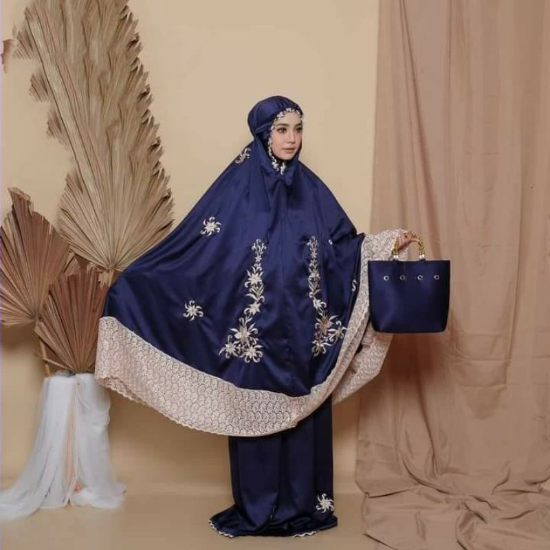 Mukena dewasa bordir luna maya jumbo sutra velvet