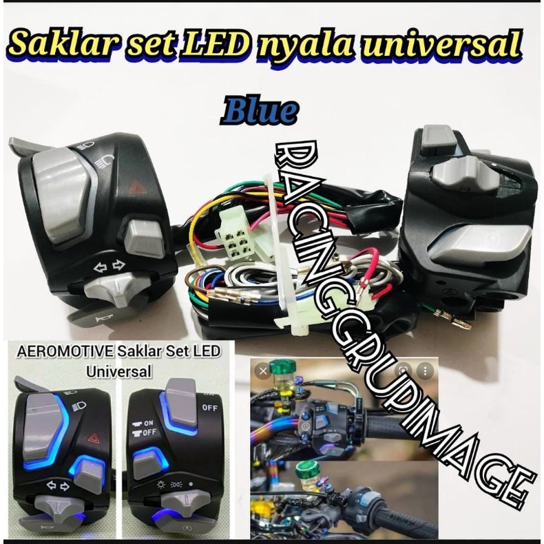 AEROMOTIVE Saklar Set BLUE LED Universal - PNP NMAX OLD BIRU Md Vietnam Motorcycle Control Switch/Saklar vietnam