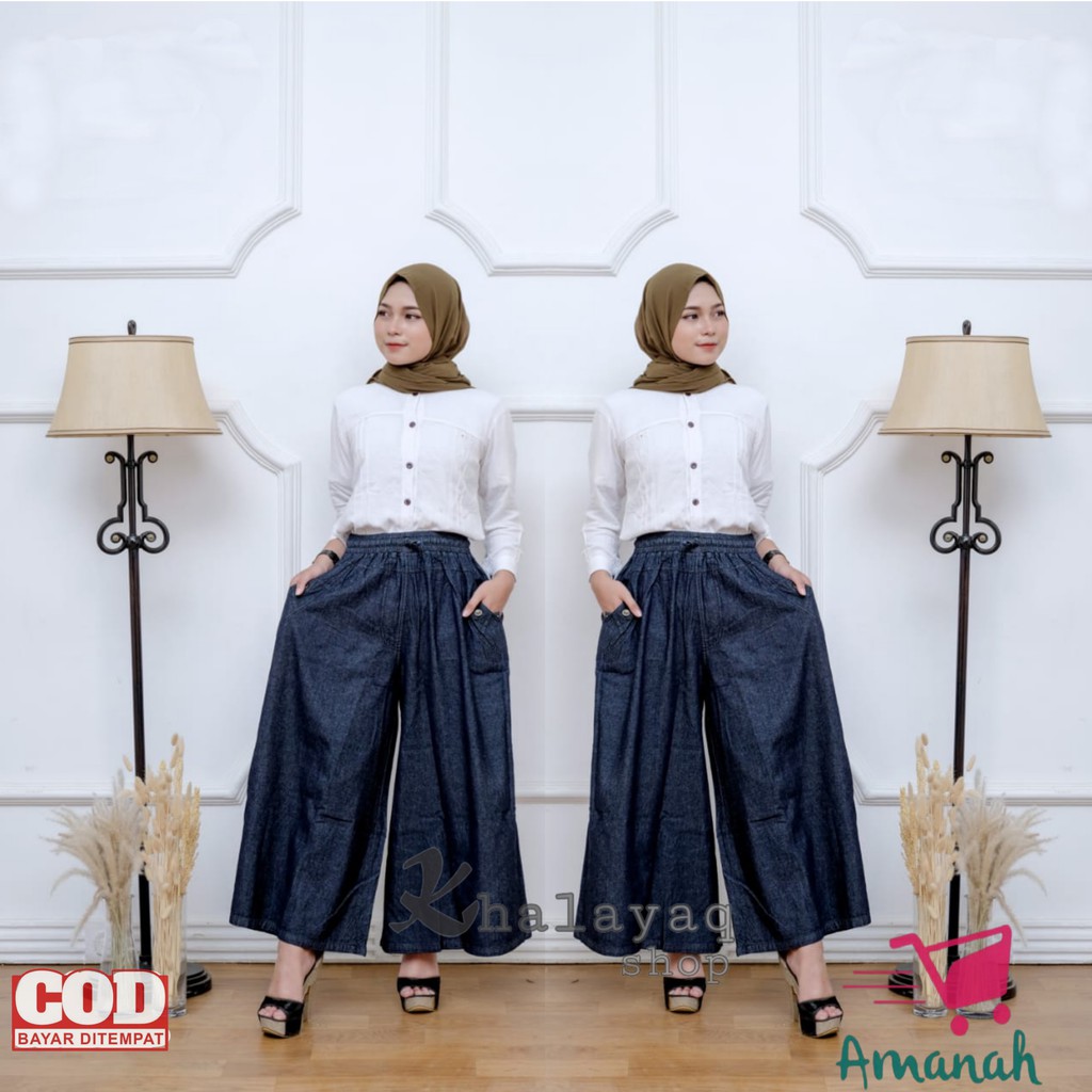 Celana Kulot Jeans Panjang Wanita Dewasa / Basic Kulot Jeans