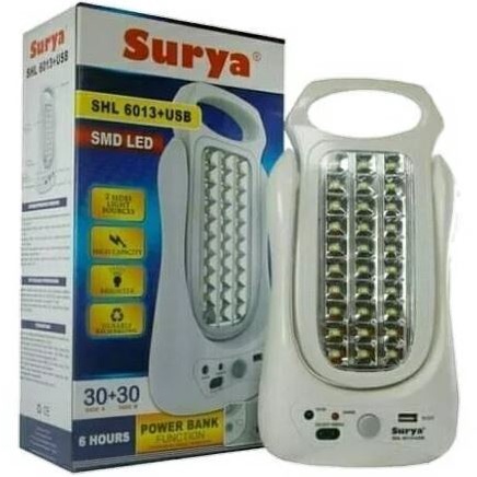 Lampu Emergency Flip Surya SHL-6013 30 smd led dengan fitur Powerbank