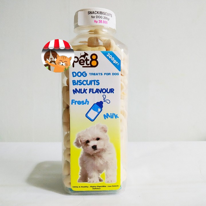 Makanan Biskuit Anjing Pet8 Tulang 200 gram - Snack Dog Biscuit Bone
