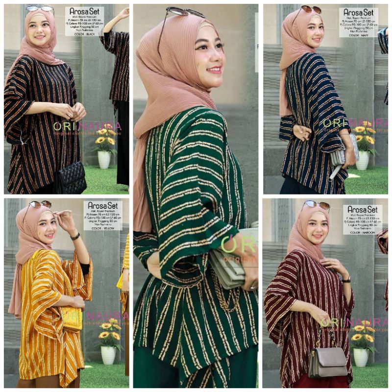 (GROSIR SETELAN) WANITA WAKA-WAKA AROSA JUMBO / SATU SET BAJU DAN CELANA/ BAJU SETELAN WANITA DEWASA/ MOTIF TERBARU 2021 SELEBRAM KEKINIAN/ SETELAN JUMBO 135cm