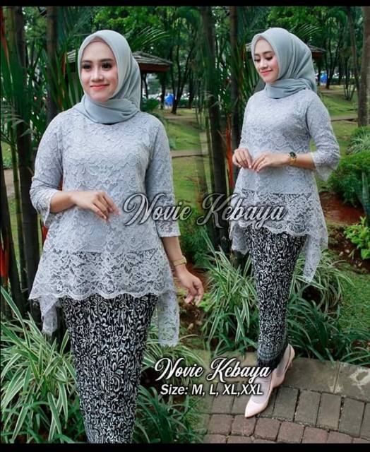 Setelan kebaya bianca / kebaya rinjani mix plisket / kebaya brokat /kebaya bianca-1