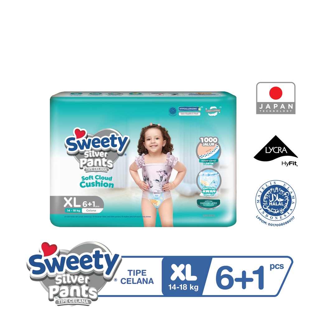 Promo Harga Sweety Silver Pants XL6+1 7 pcs - Shopee