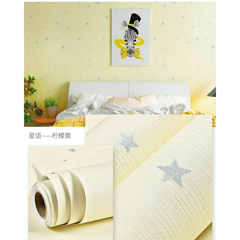 Wallpaper Sticker Dinding Bintang Dasar Kuning 10x45cm