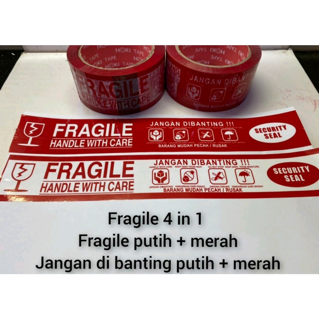 lakban fragile 48 mm x 100 yard / lakban jangan dibanting 48 mm x 100 yard / solasi fragile 48 mm x 