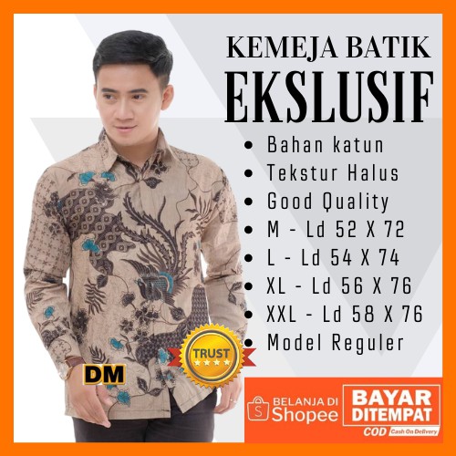 Batik Lengan Panjang Batik Pria Modern motif SEKAR JAGAD Kode 042 Pria size M L XL Kemeja Reguler