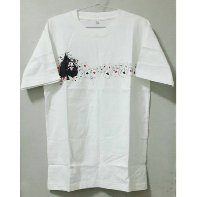 Kaos Putih Kartu Remi / Tshirt Putih Kartu Remi ukuran M