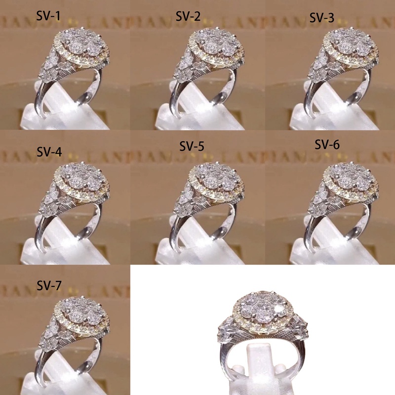 Cincin Batu Zircon Besar Warna Silver / Gold Untuk Wanita