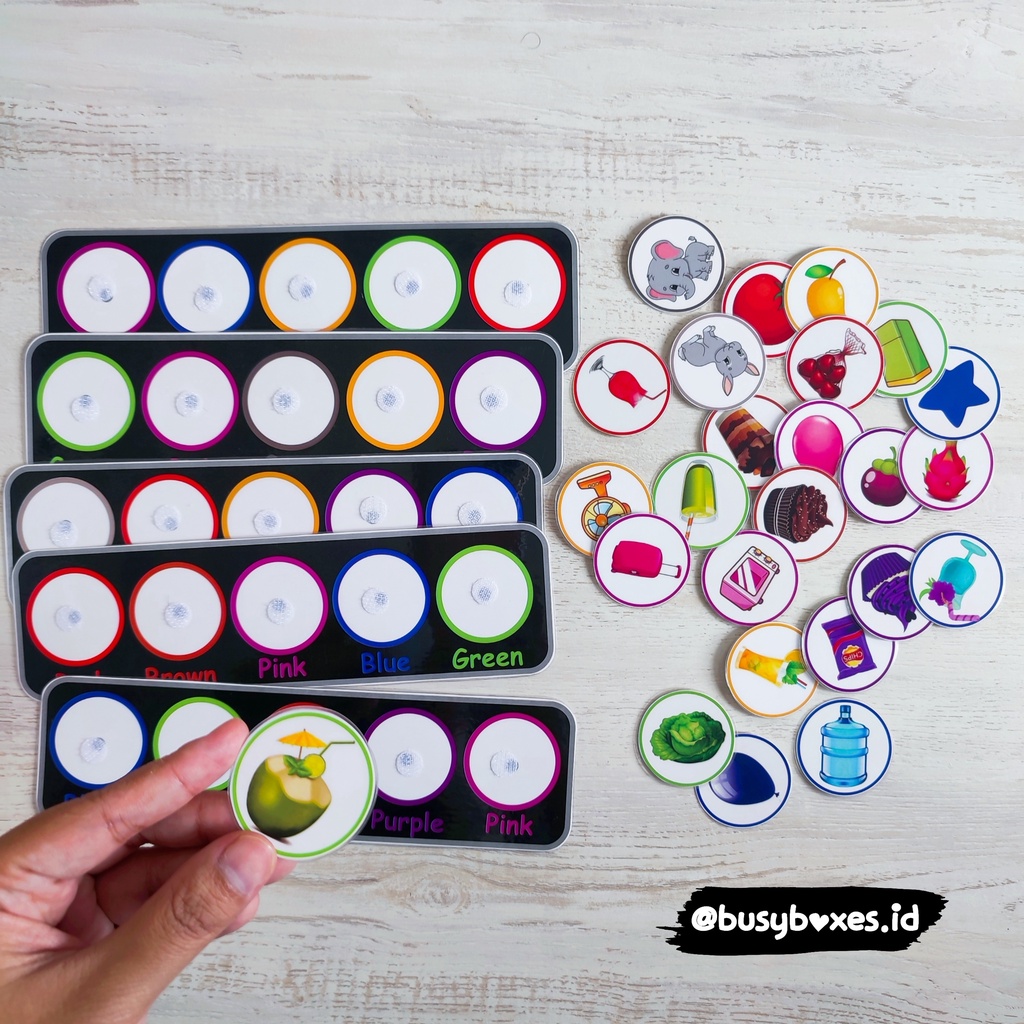 busypage mencocokan warna mainan edukasi dengan magnet