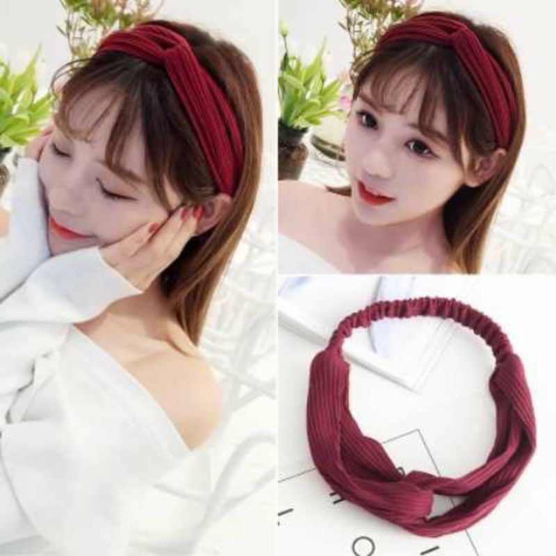 Bando Rambut Korea Bandana Rajut Aksesories Wanita Karet Bando Bandana Simpul 100% ORIGINAL IMPORT