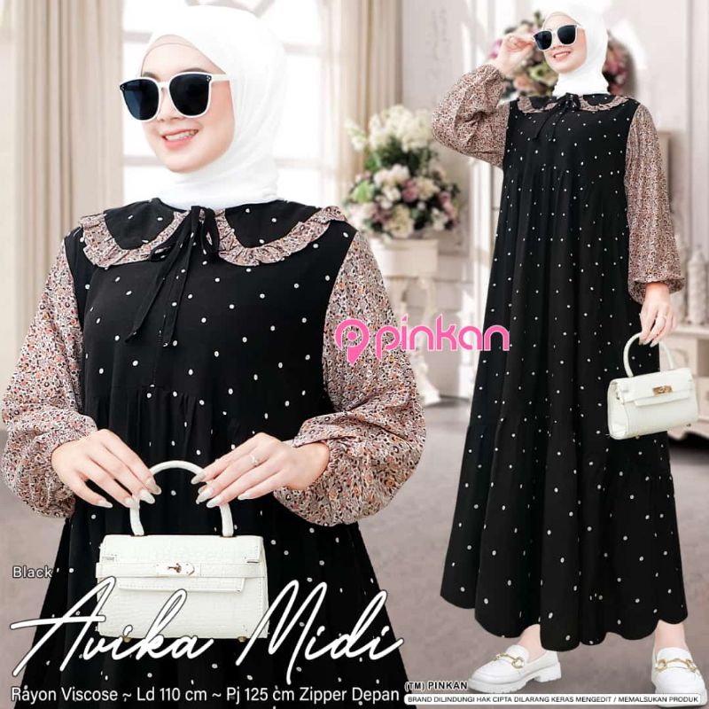 SONYA//AVIKA//VITARA//DEVINA MIDI DRESS GAMIS MUSLIM MOTOF fab rayon viscose ORIGINAL BY PINKAN