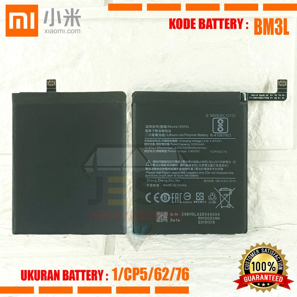 Baterai Battery Original Xiaomi BM3L BM-3L For Tipe HP MI 9 - Mi9  - M1902F1A - M1902F1G - M1902F1T