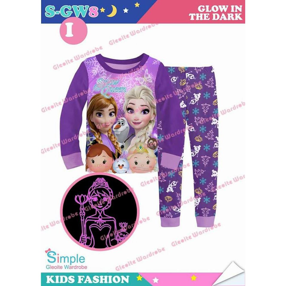 Graciasbaby baju tidur anak glow in the dark  motif frozen 