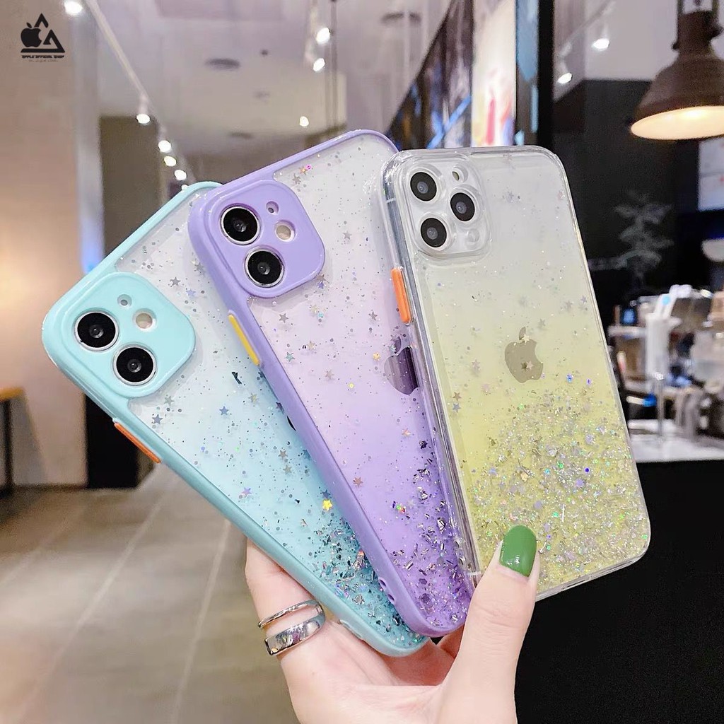 SOFT CASE CANDY CLEAR GLITER iPhone 7+ 8+ XR X XS MAX 11 11 PRO MAX 12 12 PRO MAX MINI  Bening  Gradasi Glitter Silikon Softcase