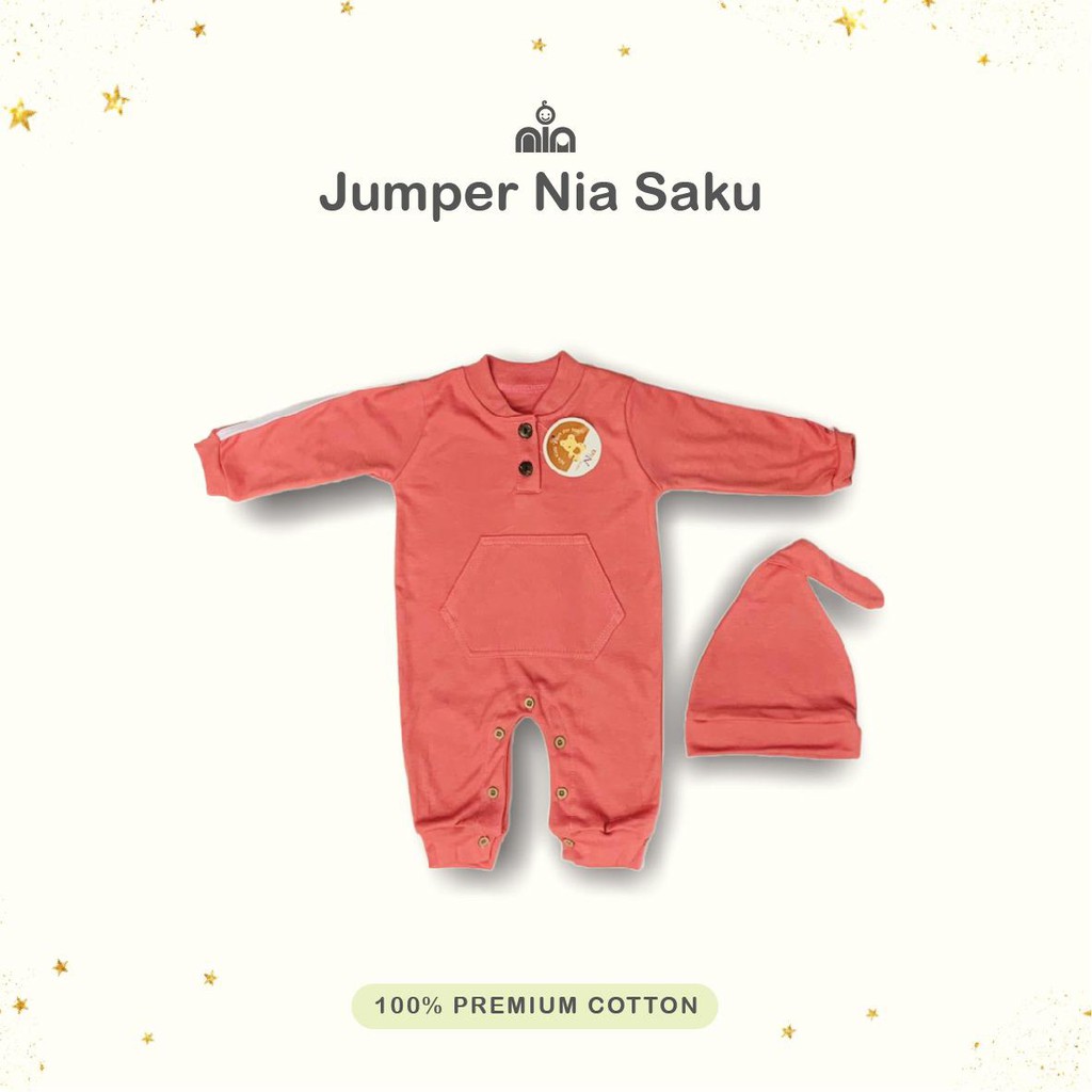 Promo !! Jumper Bayi Polos saku + topi//Sleepsuit Bayi lucu/Jumper panjang  Bayi Murah