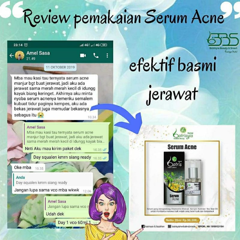 SERUM ACNE BATRISYIA/SERUM UNTUK JERAWAT DAN BEKAS JERAWAT/SERUM UNTUK BOPENG/ PENGHILANG BOPENG/ Batrisyia serum acne