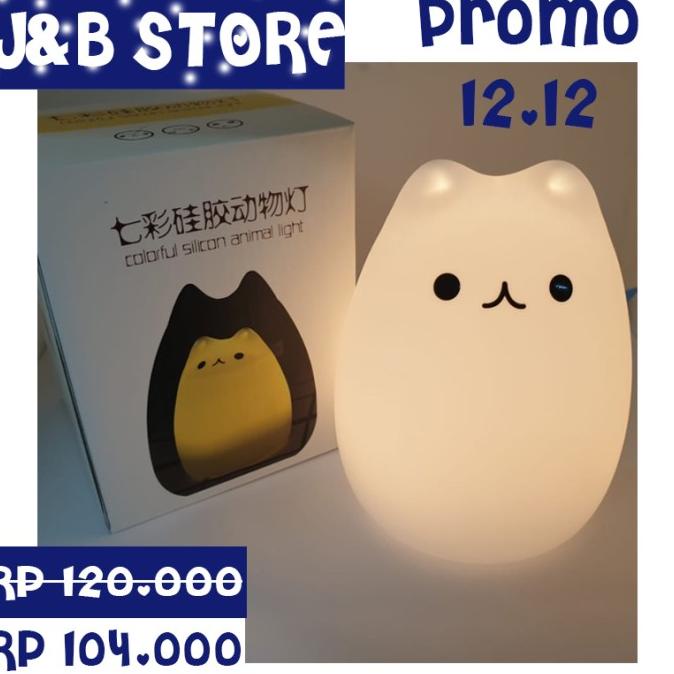 Lampu Kucing Lucu Imut Lampu Tidur Dekorasi Kamar RGB Light USB Charge TERGOKIL