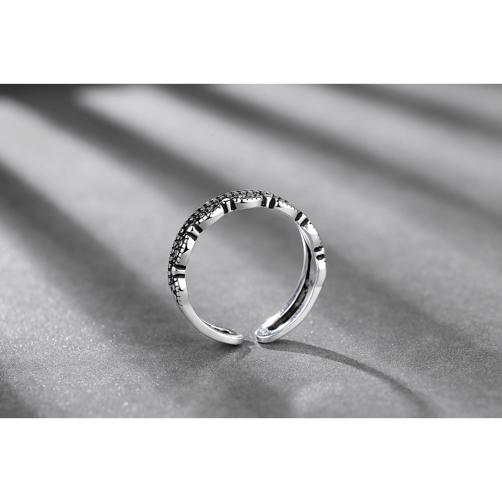 cincin perak 925 asli untuk wanita/Cincin yang Dapat Disesuaikan Kepribadian Sederhana Perhiasan Retro JZ00063