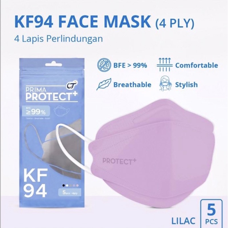 masker KF94 (4 ply) dan (3ply) prima protect + (1 pack 5 pcs)