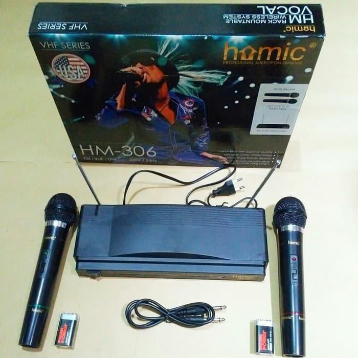 Microphone Double Wireless HOMIC HM 306 Mic  Mikrofon Original