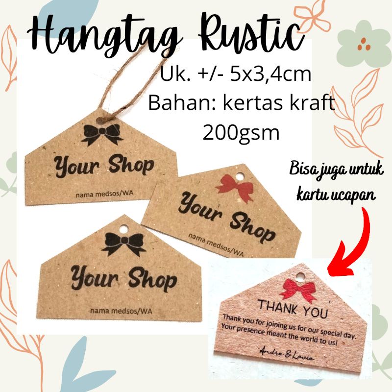 

[isi 30PCS] HANGTAG BAJU CUSTOM RUSTIC BENTUK UNIK MURAH /LABEL BAJU MURAH/LABEL HIJAB/LABEL SOUVENIR/KARTU UCAPAN SOUVENIR/THANK YOU CARD MURAH BAHAN KERTAS KRAFT TEBAL 200GSM/ HANG TAG LUCU/ LABEL MURAH/GANTUNGAN BAJU