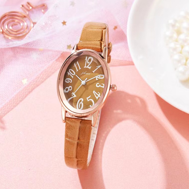 SANGCAKRA COD - Jam Tangan Wanita Fashion Kulit Retro Round Small Women Watches Analog Cewek Dengan Strap Pu Leather Dial Angka Korean Fashion Import - JW52