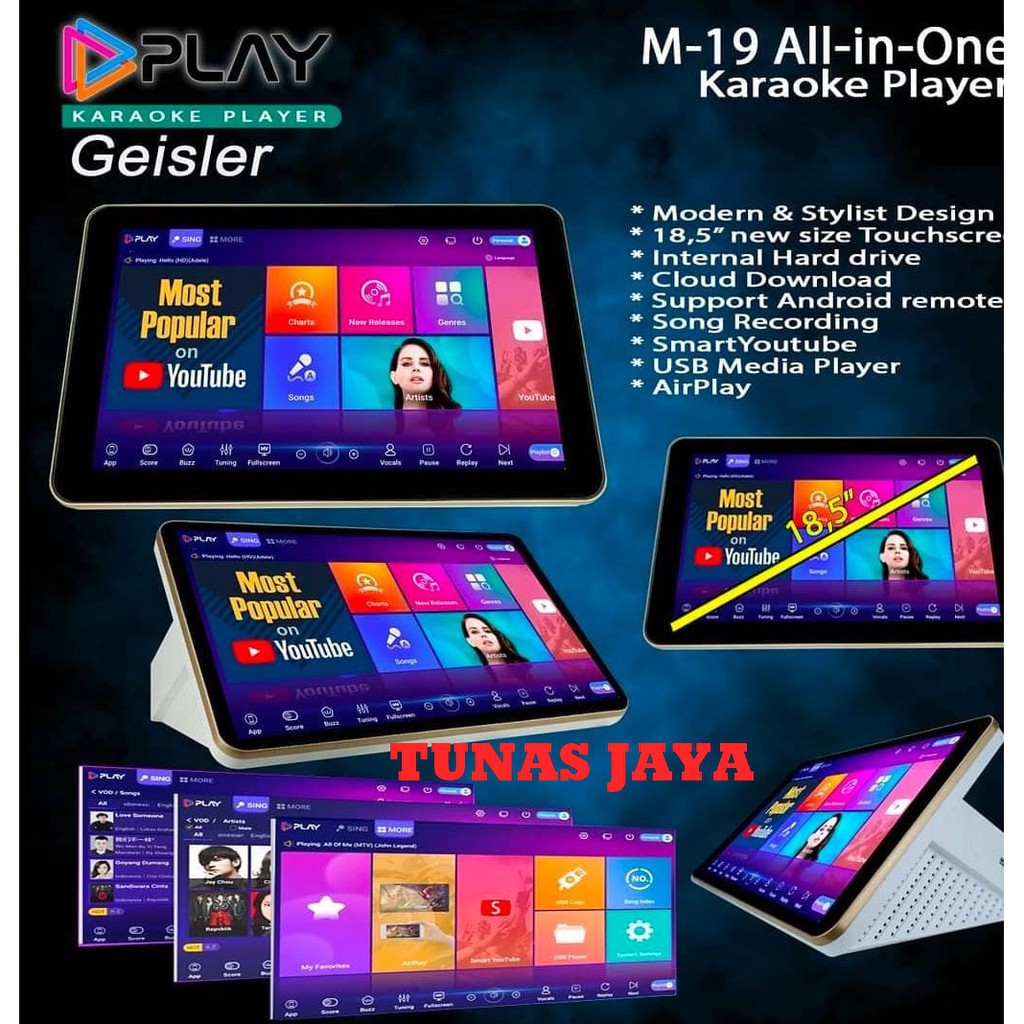 PLAYER KARAOKE GEISLER PLAY M19 - M 19 YOUTUBE TOUCHSCREEN