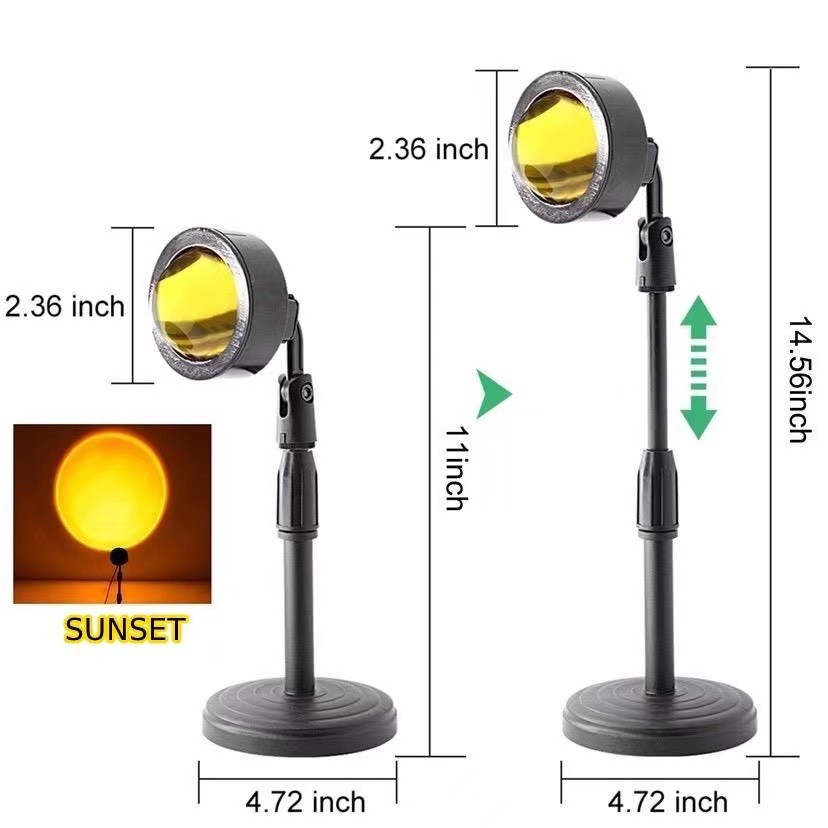 Lampu Tidur Proyektor Sunset Matahari Terbenam Pelangi Lampu Selfie Rainbow 4 Kaca Film