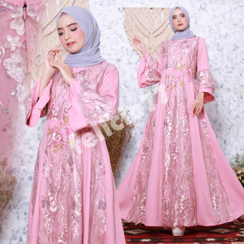 Gamis Johra/Baju Gamis Brukat Tile Dewasa Gamis Brukat Pesta Gamis Premium Fashion Muslim