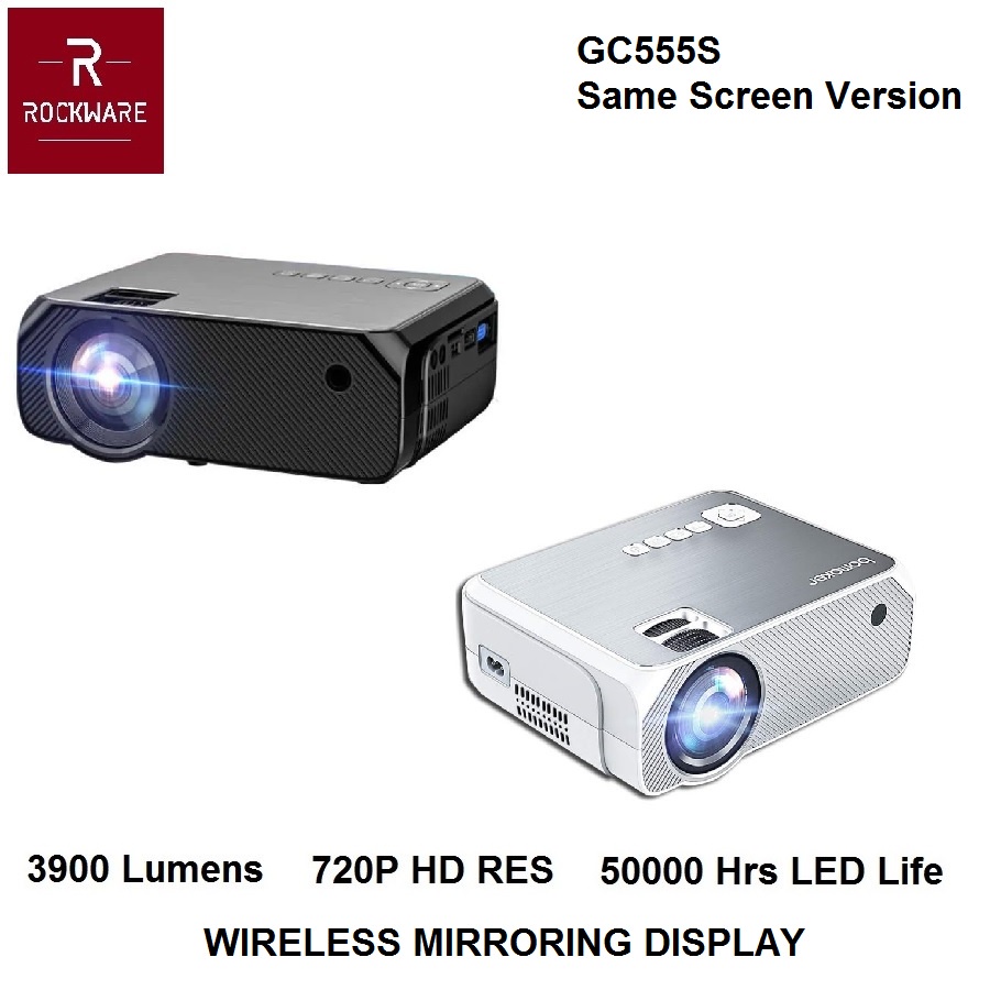 ROCKWARE RW-GC555S - Screen Mirroring 720P LED Projector 3900 Lumens - Proyektor Alternatif dari CHEERLUX CL770