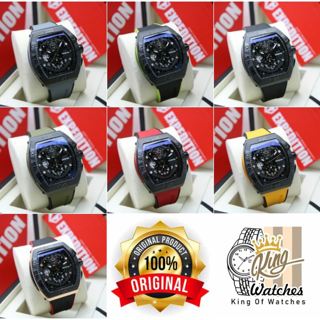 Jam Expedition Pria Exp 6800 Original Tali Rubber