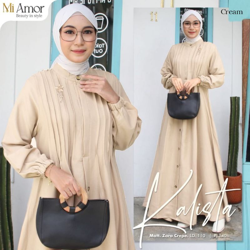 KALISTA MAXY ORI MI AMOR // DRESS BAHAN ZARA CREPE ADEM // GAMIS MUSLIM TERBARU